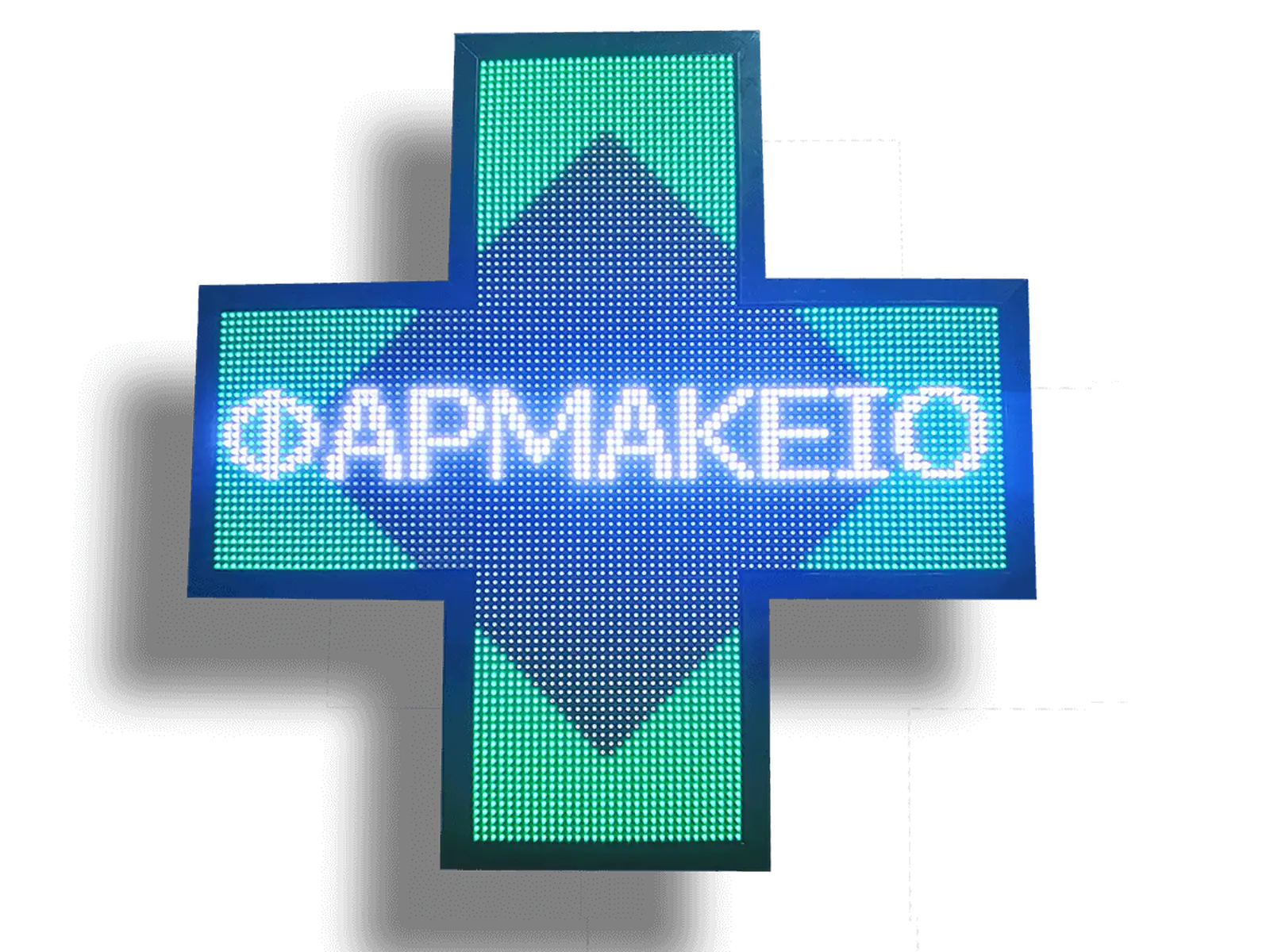 Ηλεκτρονικός σταυρός LED, με διαστάσεις 68x68 και τύπο Pixel P6, έγχρωμο, διπλής όψης, εξωτερικού χώρου