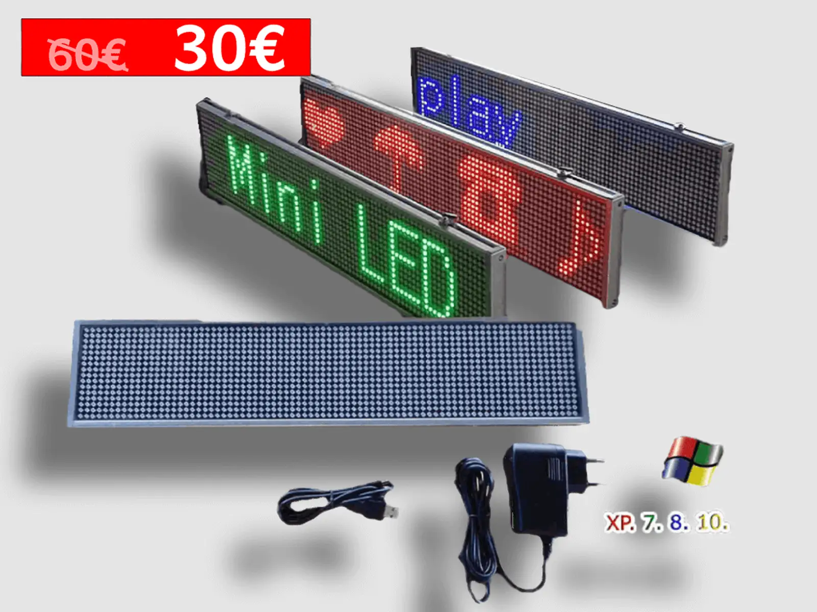 Ηλεκτρονική πινακίδα LED, με διαστάσεις 45x20 και τύπο Pixel P15, εσωτερικού χώρου
