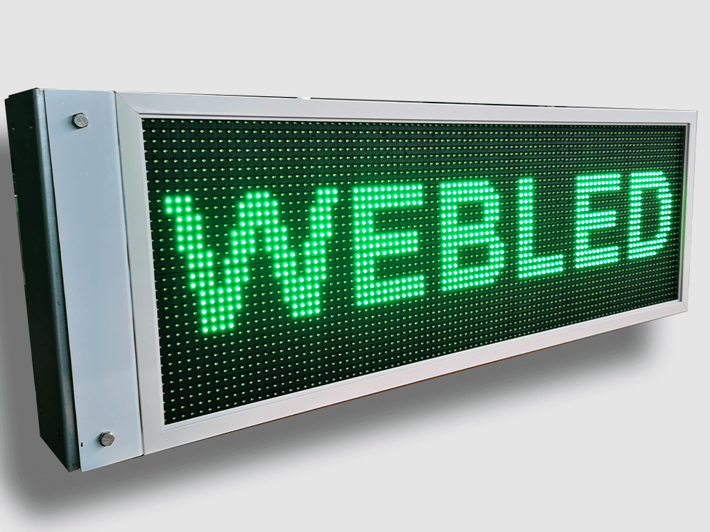Ηλεκτρονική πινακίδα LED, με διαστάσεις 100x36 και τύπο Pixel P10, σε πράσινο χρώμα, διπλής όψης, εξωτερικού χώρου