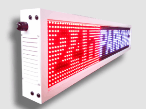 Ηλεκτρονική πινακίδα LED, με διαστάσεις 100x20 και τύπο Pixel P10, σε κόκκινο/λευκό χρώμα, εξωτερικού χώρου